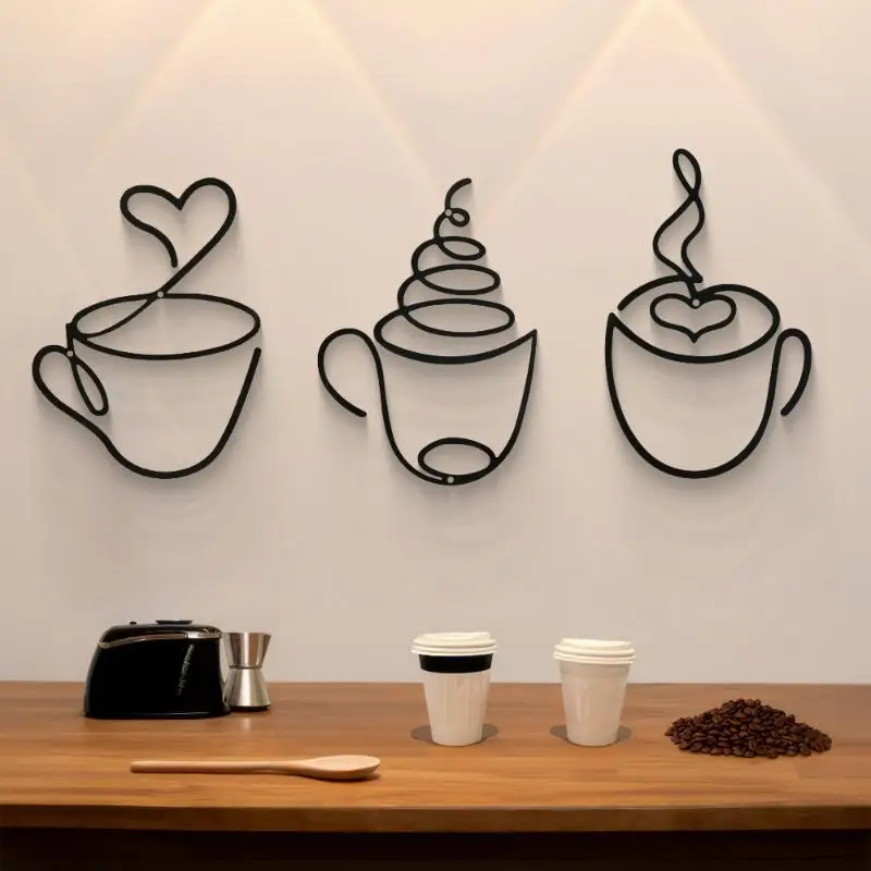 1PC Creative Coffee Wall Hangings Coffee Shop Decorations Interior Wall Decorations Wall Hanging Iron Paintings