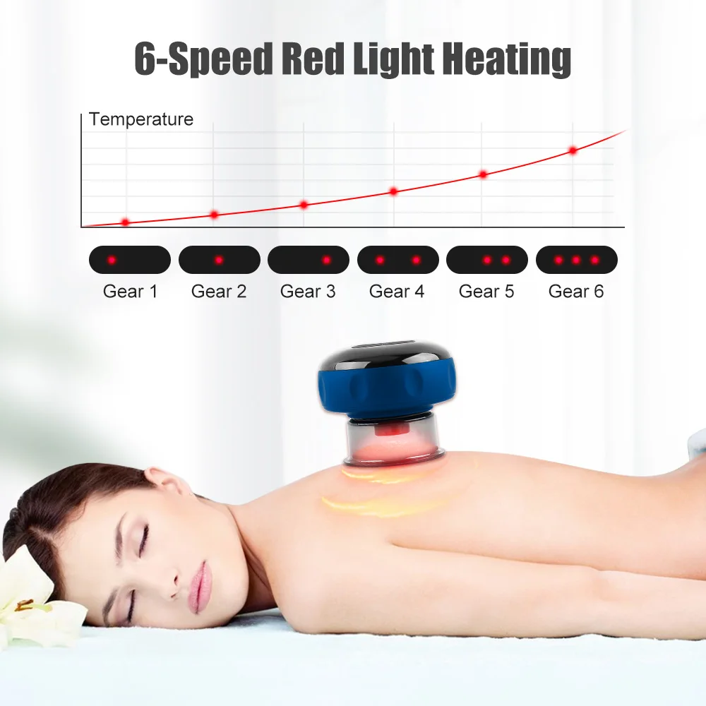 USB Smart Electric Vacuum Cupping Device Body Scraping Massager Heating Suction Cup Device Physical Fatigue Relief Beauty Health