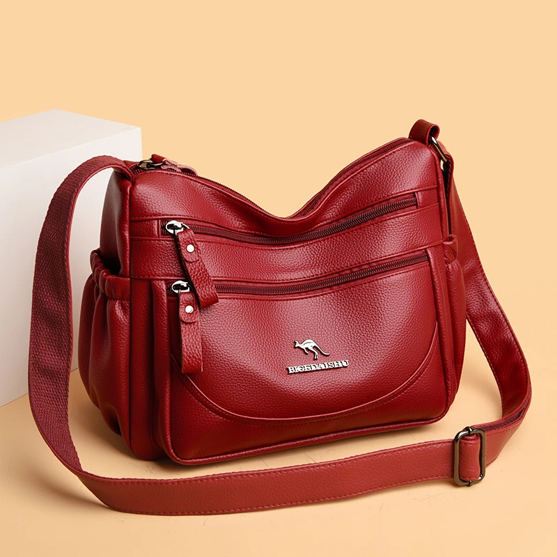 

Women Fashion Handbag High Quality Soft Leather Underarm Bag Large Capacity Female Shoulder Messenger Bag Solid Color Tote Bags