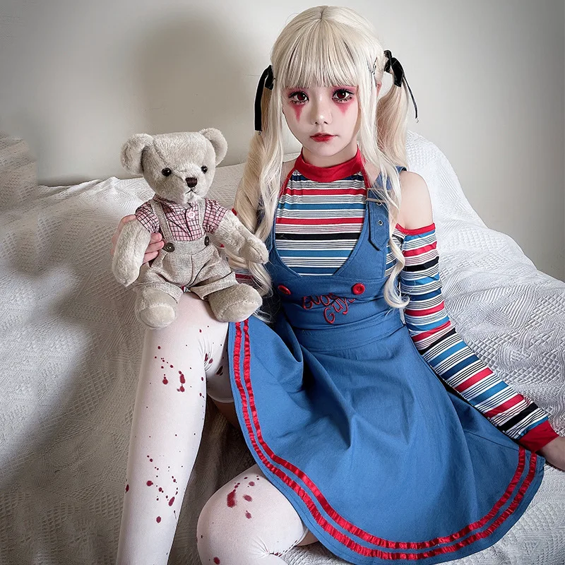 

Movie Horror Chucky Halloween Girl And Woman Dress Top Costume Chucky Child Party Toddler Kid Gift Outfits Uniform Halloween