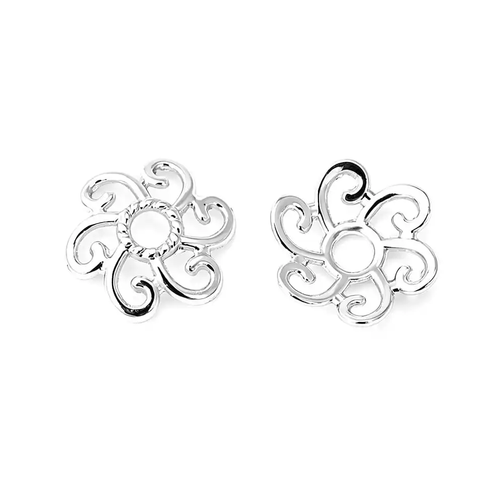 18K Goldfarbene Messing-Blumenperlenkappen Hochwertige DIY-Schmuckherstellungszubehör Halsketten- und Ohrring-Accessoires für Frauen – Detail 3