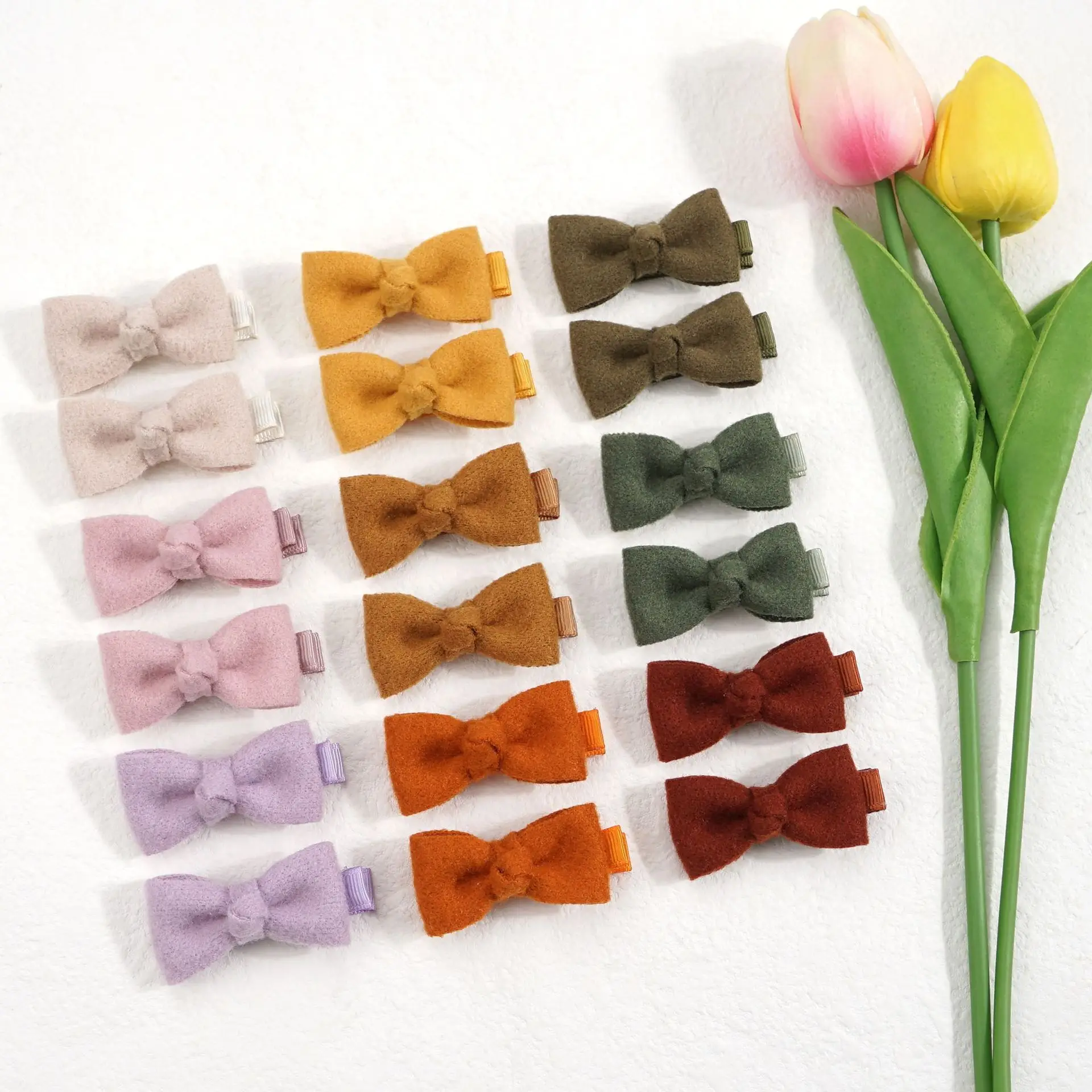 60pc/lot Baby Girls Wool Knitted Hair Clips Sweet Headwear Handmade Bowknot Hairpins Barrettes Kid Girls Hair Accessories Bulk