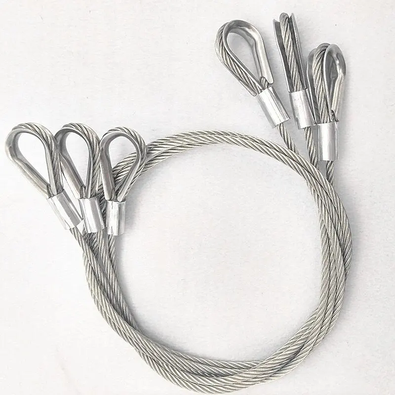 

2PCS 2/3/4/5mm PVC Coated Cables With Ring Aluminum Sleeve Pressing Multi Functional Safety Ropes Stainless Steel Wire Slings