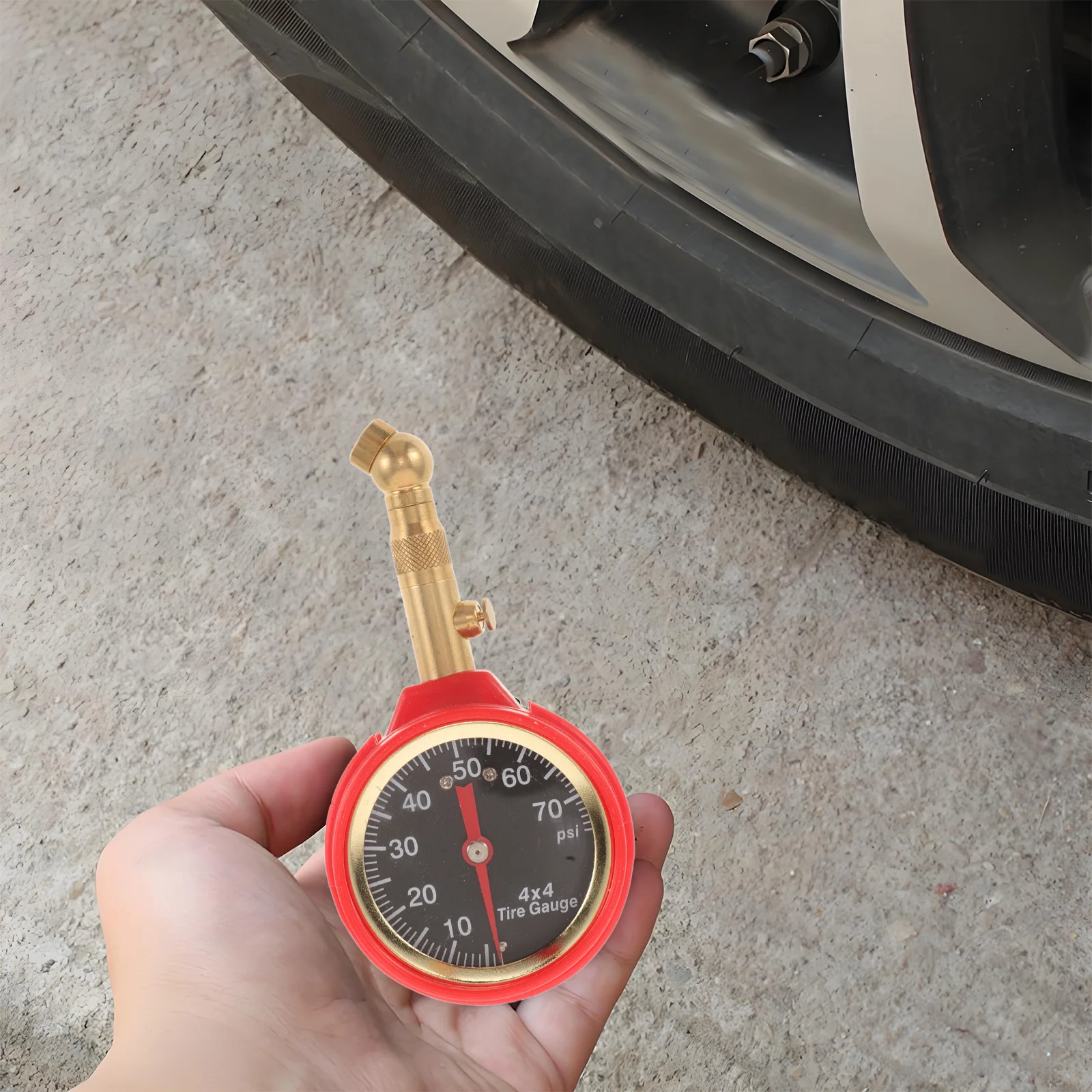 

Manual Pressure Gauge Brass Rubber Car Tire Measurement Tool Quick Deflation Automotive Truck Use Durable Compact Lightweight