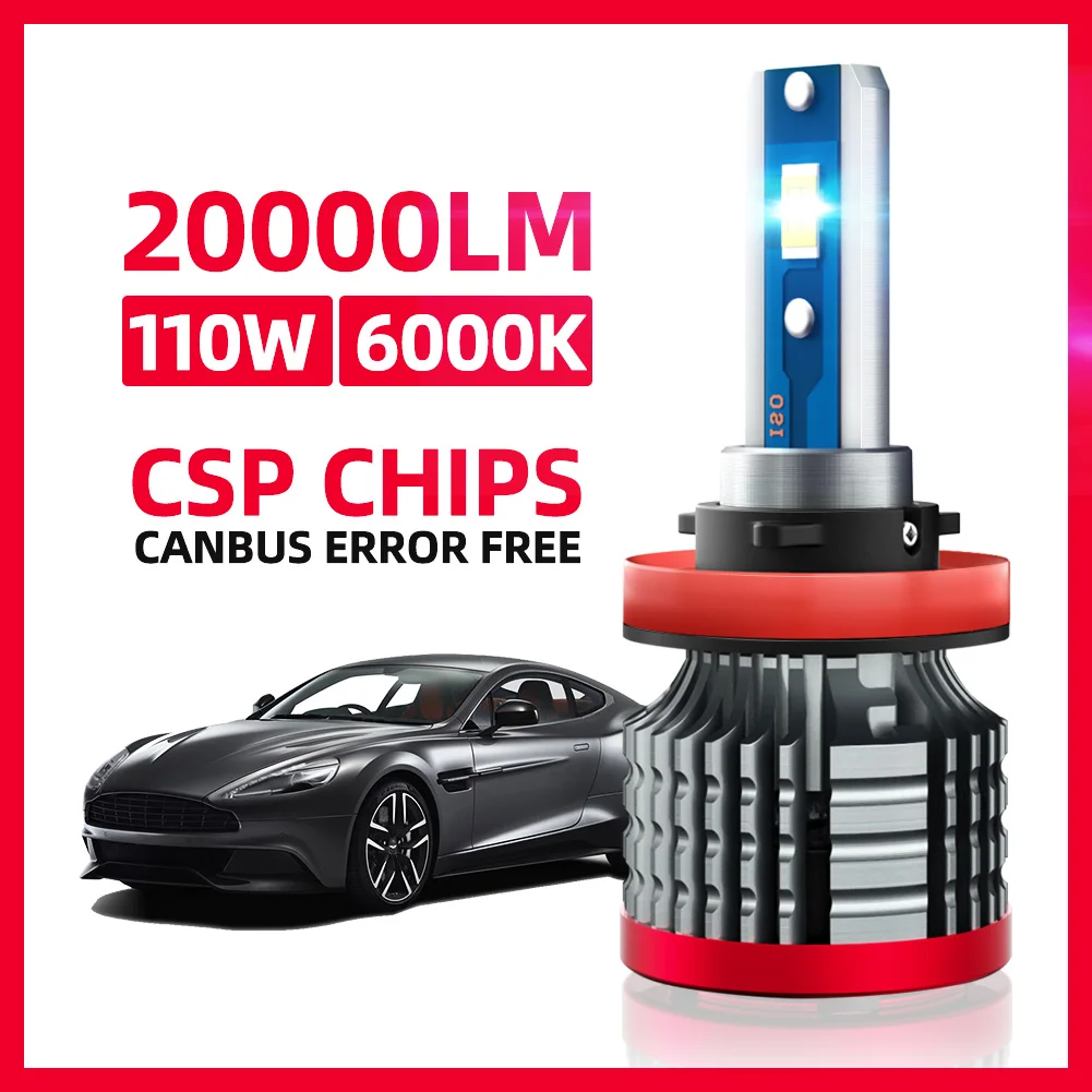 

TEENRAM 2PCS H4 LED H7 H11 H8 H9 H1 9005 HB3 HB4 9006 Auto Car Headlight Bulb 6000K 12V Turbo headlight CSP 3570 Chips