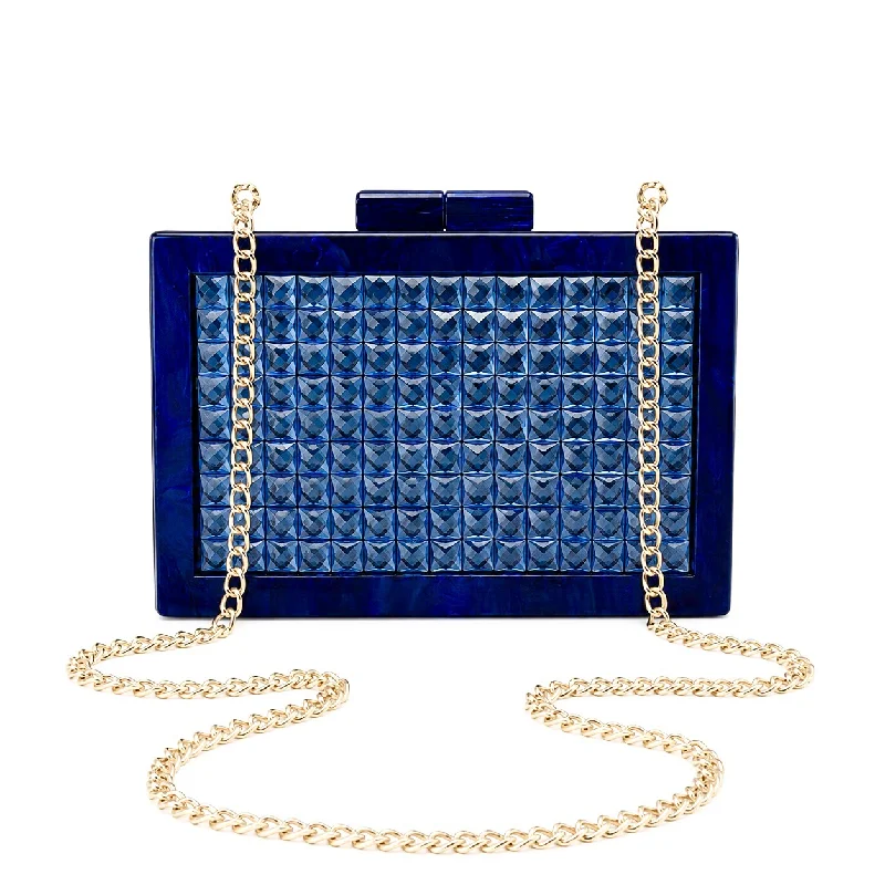 Acrylic Diamond Clutch Evening Bag For Women, Snake Print Chain Shoulder Purse, Hard Shell Handbag For Wedding Party