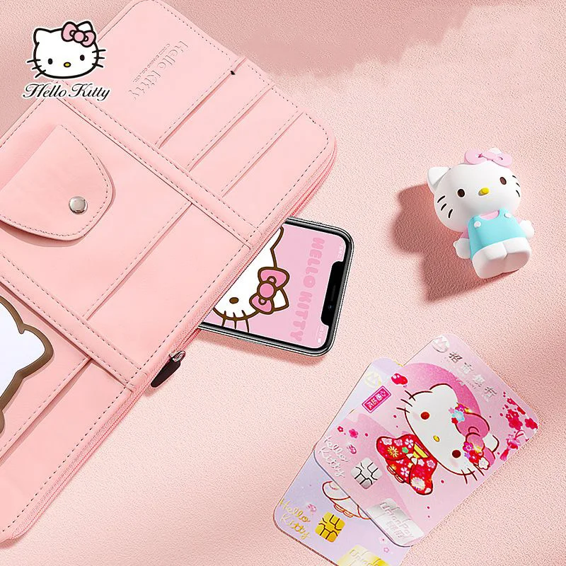 Kawaii Sanrio Car Accessories Hello Kittys Kuromi Anime Car Visor Car Visor Storage Bag Sunglasses Holder Card Car Accessories