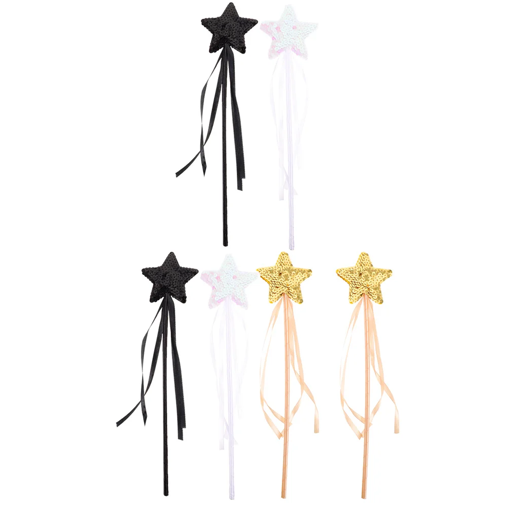 6 pçs varinhas de fadas mágicas em forma de estrela brilhantes e confortáveis varas de fadas para crianças festa vestir-se adereços suprimentos de aniversário