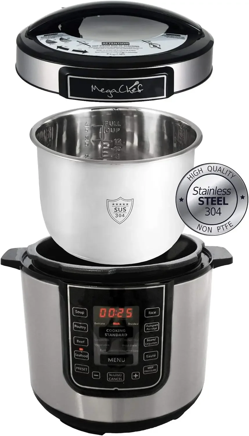 NEW Digital Pressure Cooker, Silver, 6 quart USA