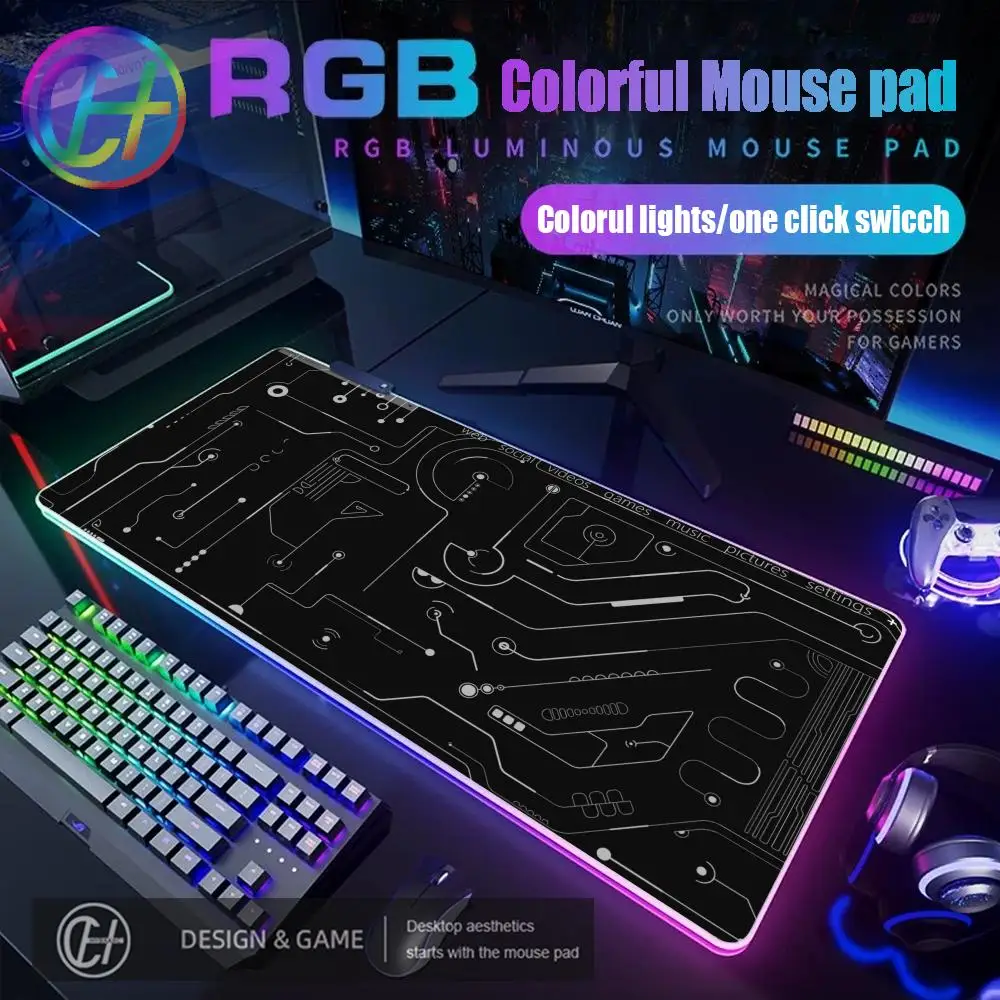 HYBXAXC 100X50CM تكنولوجيا ماوس الوسادة RGB الألعاب ماوس الوسادة حصيرة مكتبية HD ألعاب كبيرة مصباح ليد XXL RGB ماوس الوسادة