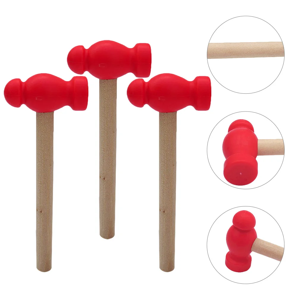 

3pcs Wooden Small Wood Hammers For Kids Toddler Repairing Tool Plaything Simulation Hammer For Home Decoration Mini Hammer Gift