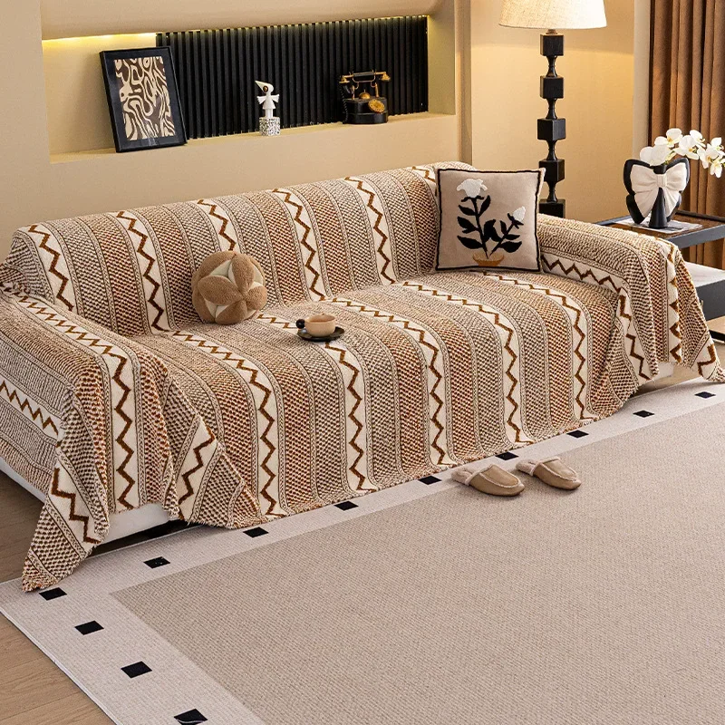 

Retro Style Sofa Cover All Seasons Universal Thickened Anti-Slip Anti-Grab