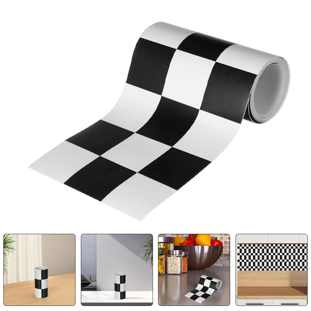 

2 Rolls Checkered Wallpaper Border Peel And Stick Wallpaper Self Adhesive Border Sticker Mirror Frame Border For Bedroom Bathroo