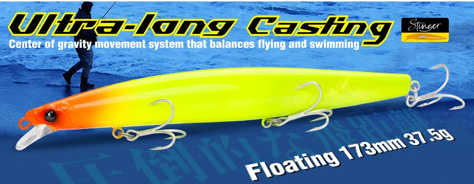 TSURINOYA 160F Schwimmender Minnow-Angelköder STINGER 163 mm 31 g Langer Wurf Künstlicher Seebarsch Salzwasser Große harte Köder – Detail 1