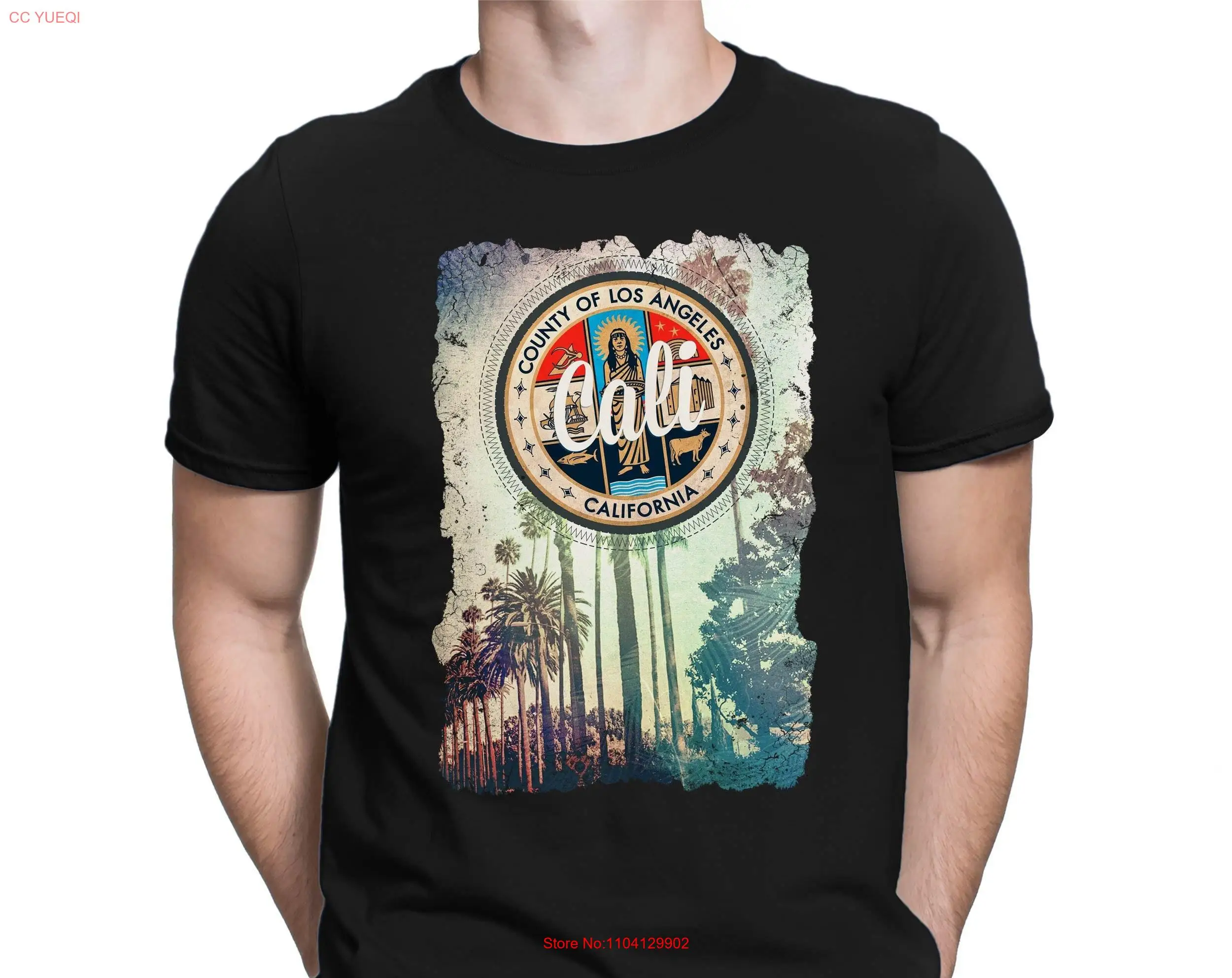 

Cali California Men's Fun T Shirt Small to 4XL PAPAYANA long or short sleeves