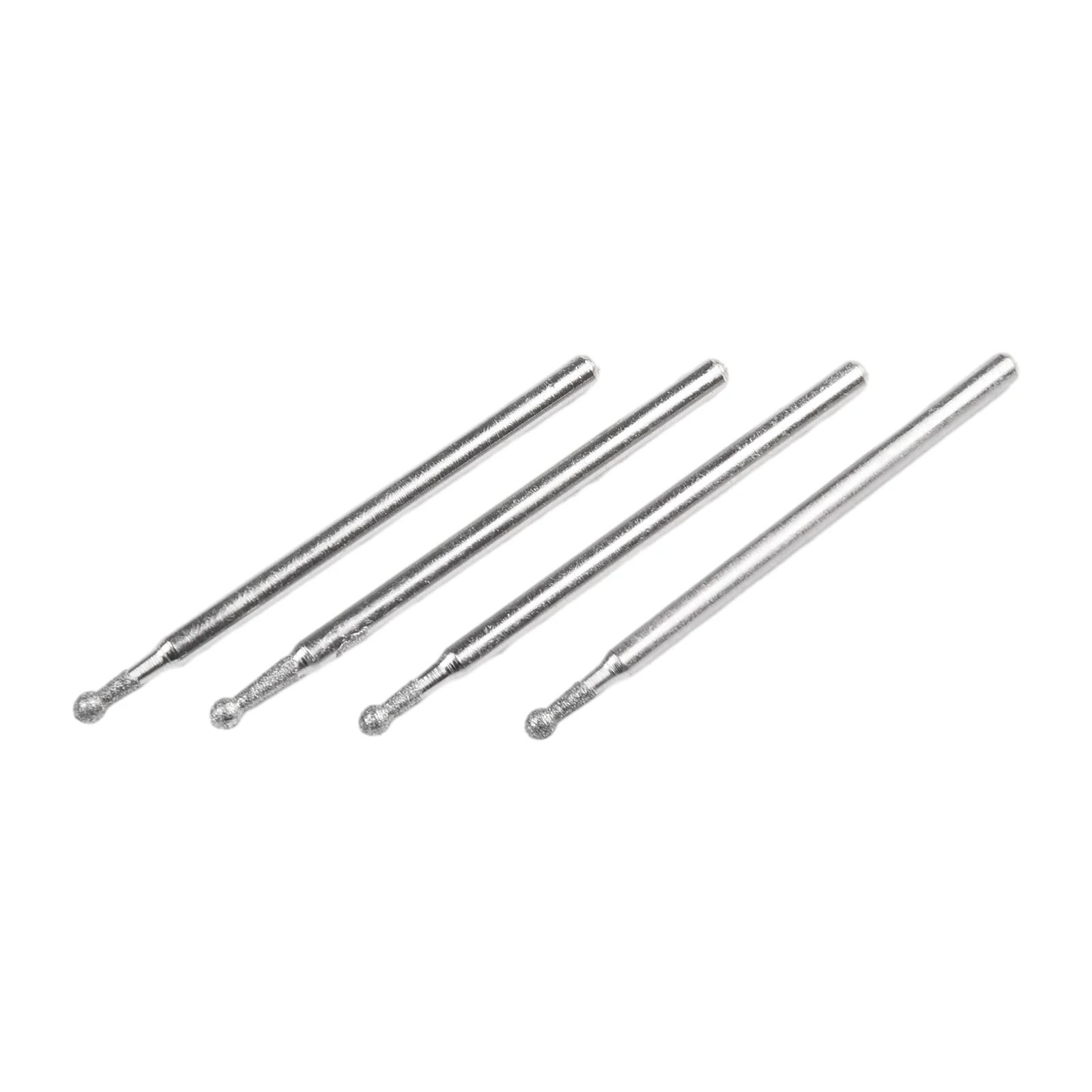 10Pcs Metal Diamond Drill Coated 2mm Spherical Circular Head Mounted Points Grinding Drills 2.35mm Shank 100 Grit Spherical