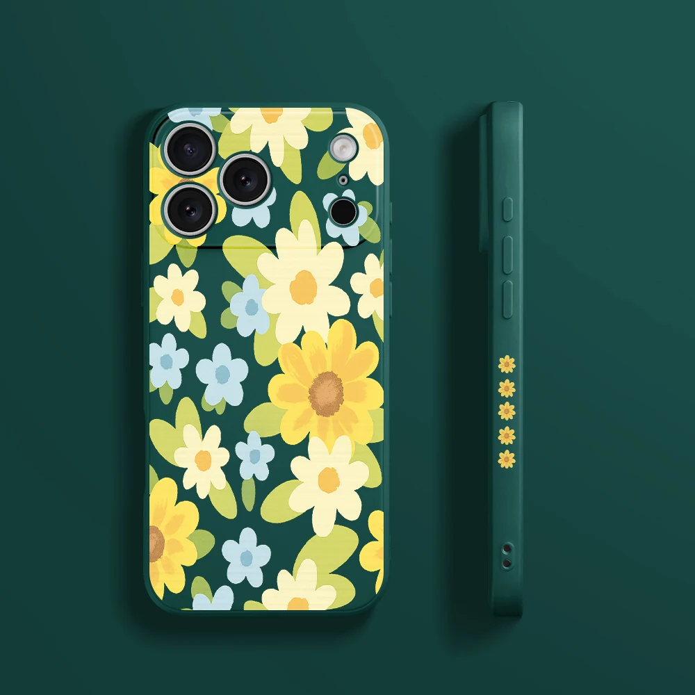 آيفون 17 برو ماكس 17 الهواء 16 15 14 13 12 11 برو ماكس XS ماكس 7 8 زائد 16e 16 زائد غطاء من البولي يوريثان كوكه صغيرة الأزهار جراب هاتف #2