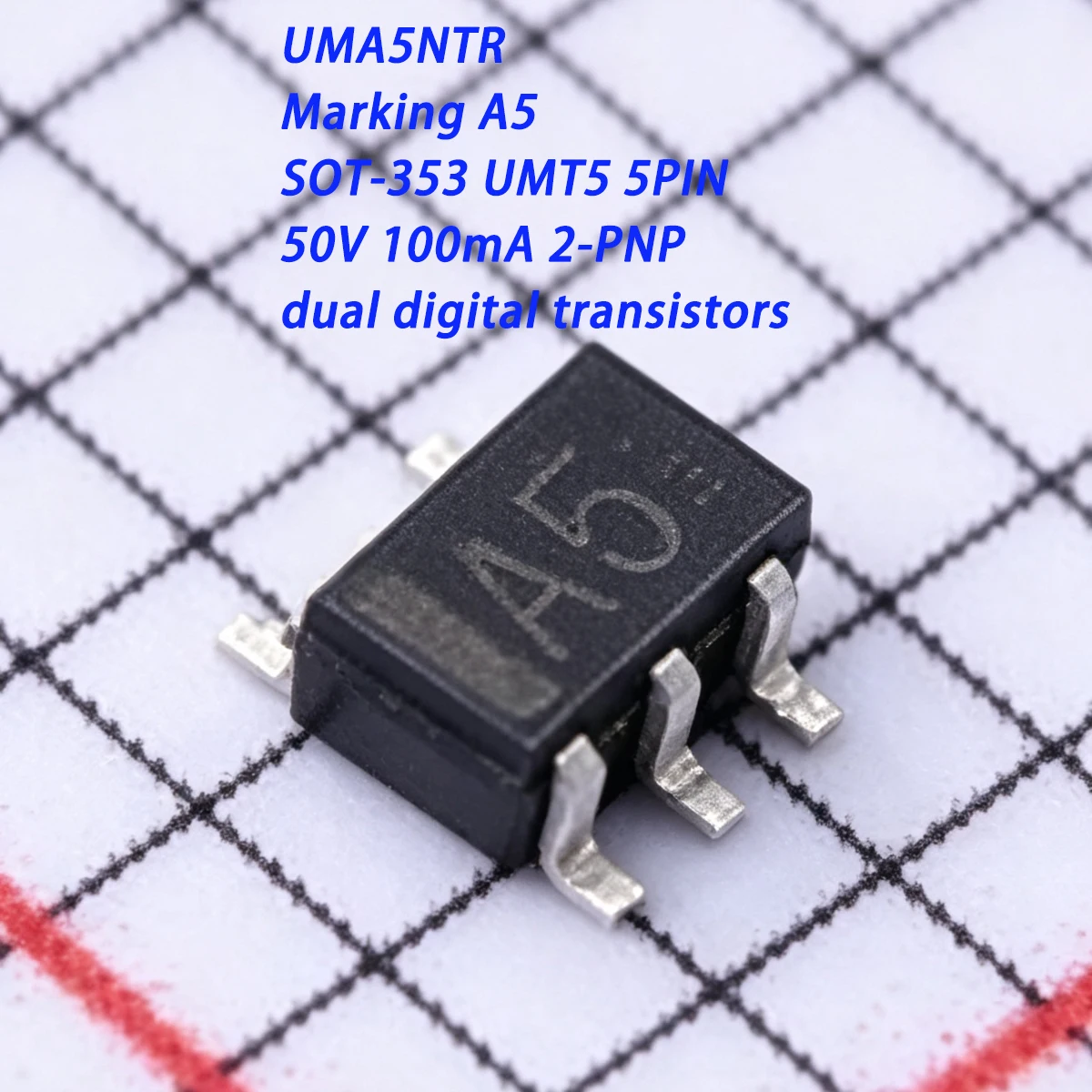 20PCS UMA5NTR Marking A5 SOT-353 UMT5 5PIN 50V 100mA 2PNP  0.1A 150mW 0.15W NEW Original Emitter common dual digital transistors