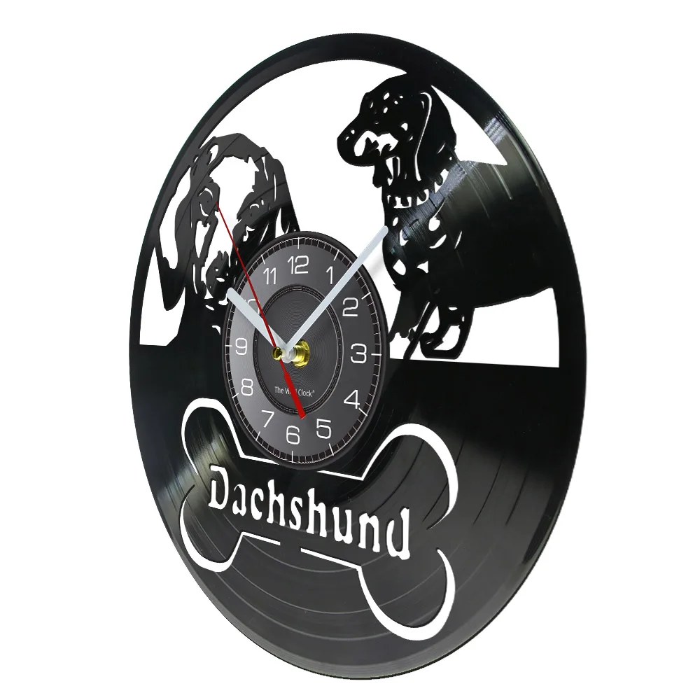 Dachshund Dog Wall Clock Retro Wiener Dog Vinyl Record Wall Clock Sausage Dog Puppy Home Decoration Modern Wall Watch Dog Breeds