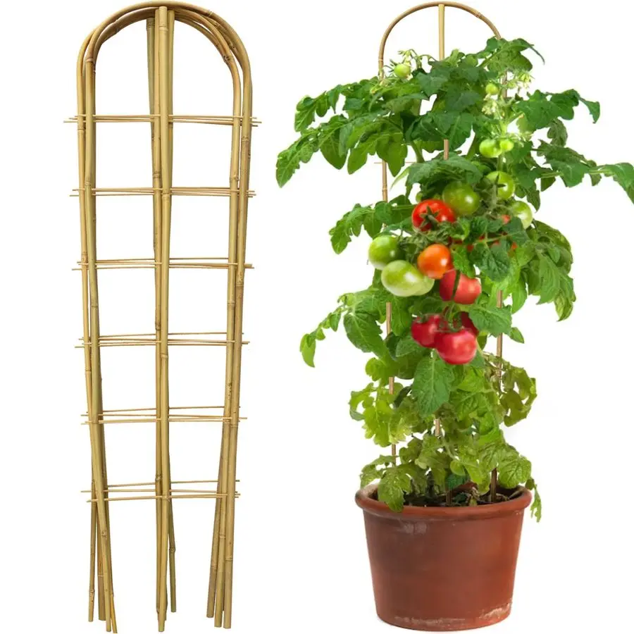 

Набор из 4 бамбуковых опор U-образной формы, натуральные бамбуковые шпалеры для вьющихся растений, овощей, огурцов, томатов, для использования на улице и в саду