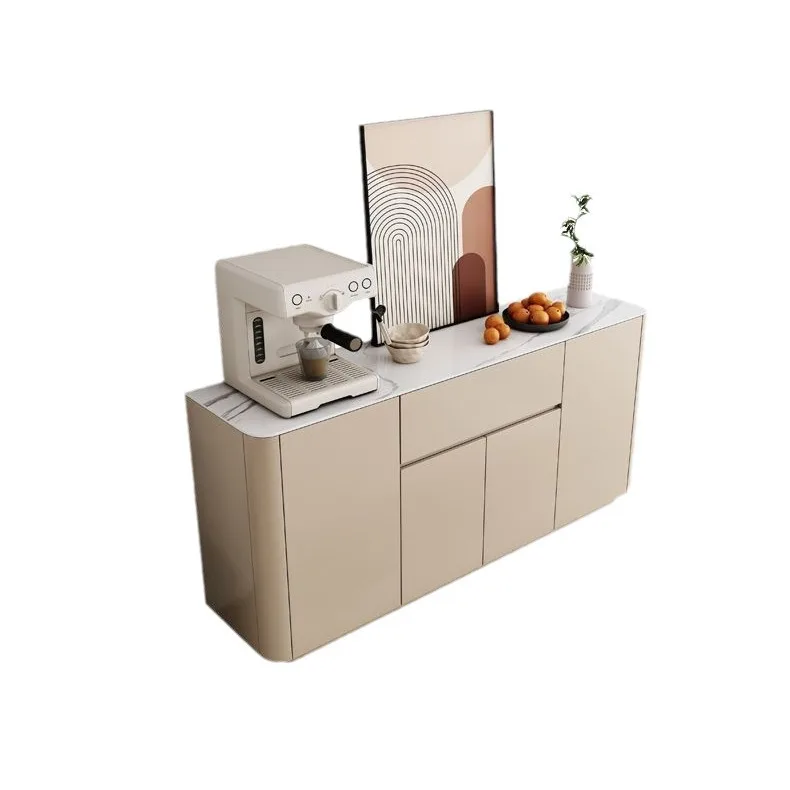 

Solid wood meal, side cabinet modern simple rounded corner living room locker rock slab wall side cabinet