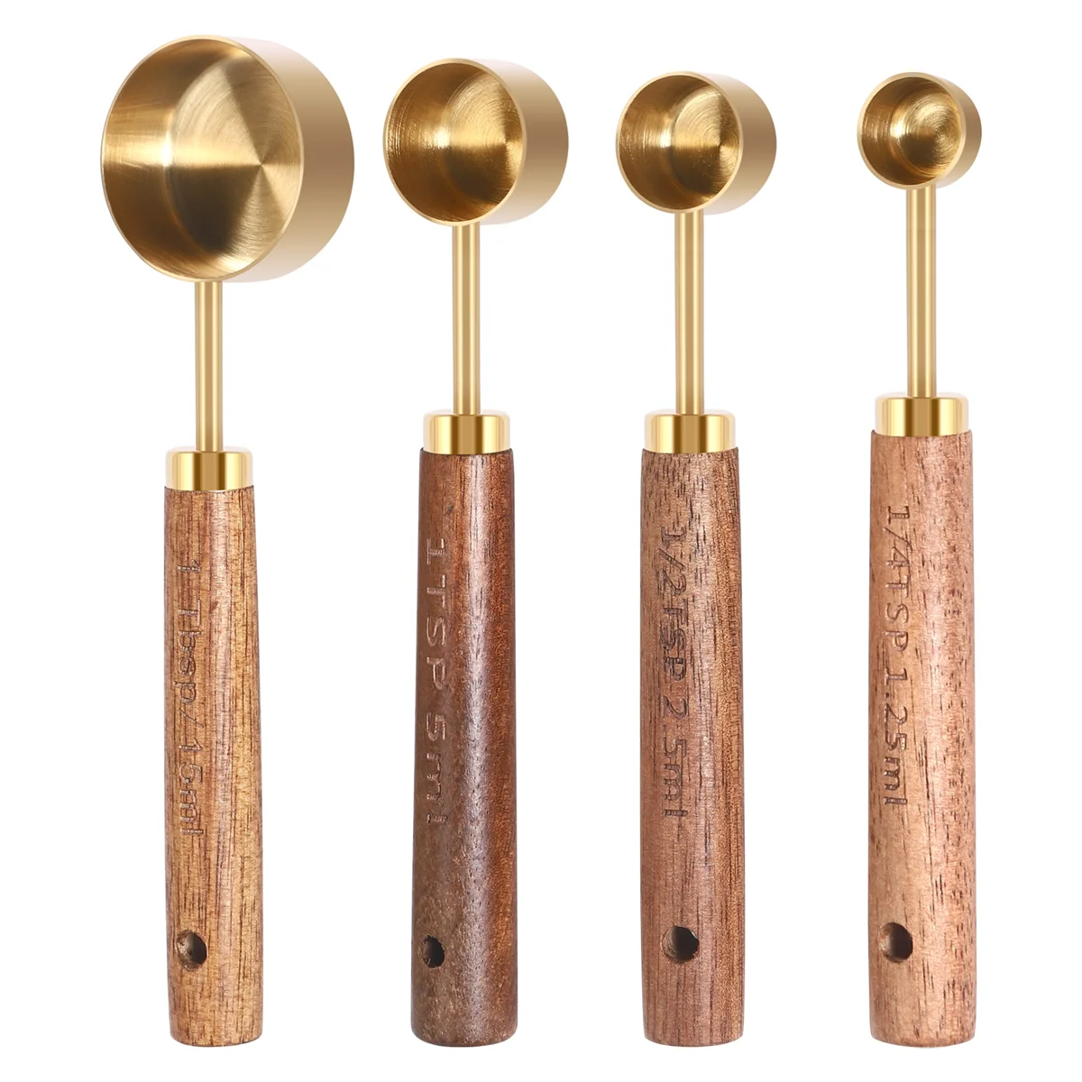 A06RP Set di cucchiai dosatori Manico in legno Misurino in acciaio inossidabile Kit di attrezzi da forno Accessori da cucina 1