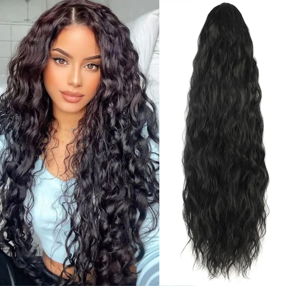 

22inch Corn Wave Ponytail Synthetic Extension Clip-In Ponytail For African Women ony Tail Hair Extensions Daily Cosplay Use