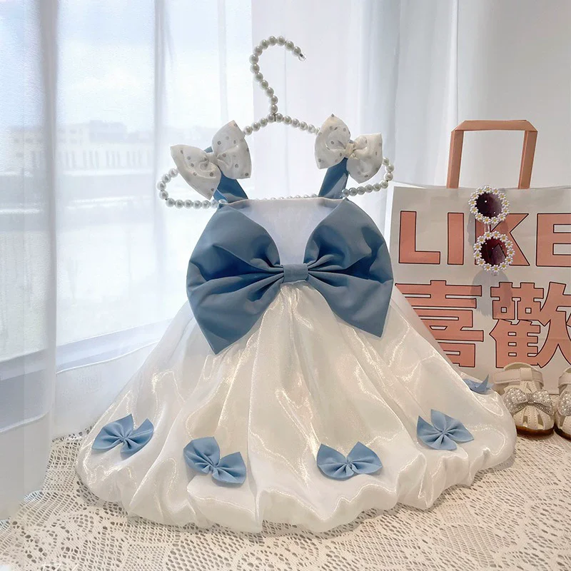 サマーガールズボウドレス-パーティーメッシュ-子供用衣装-ベビーコスチューム-ファッションプリンセスドレス-キッズ服-1-8歳