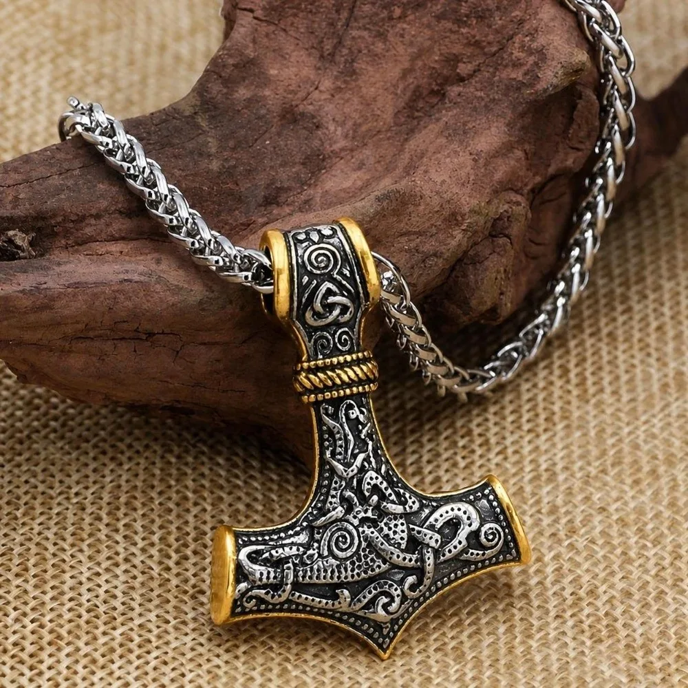 Retro Viking Chain Pendant Vegvisir Anchor Nordic Rune Amulet Variety Weapons Style Triangle Knot Design Men's Pendant for Men