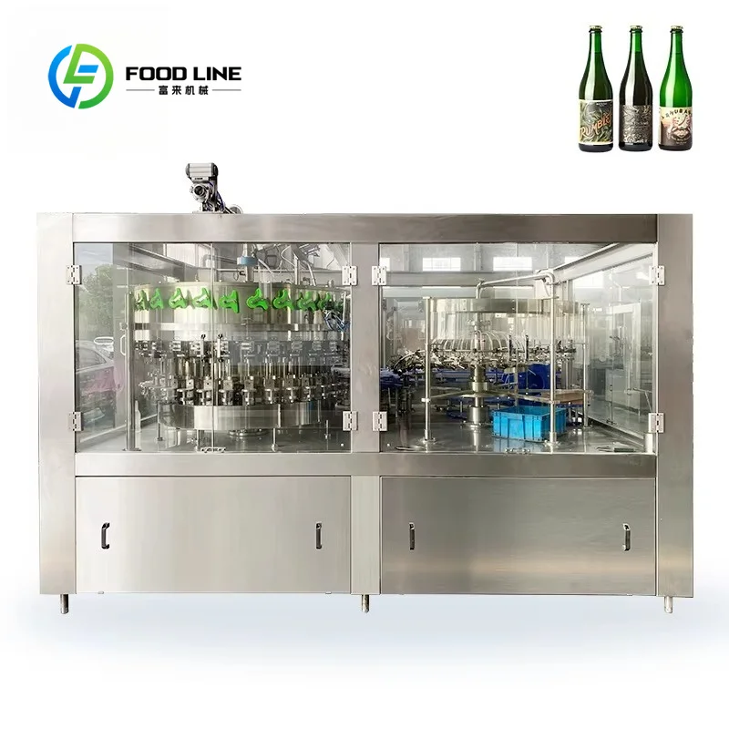 Custom isobaric filler bottler full auto 3 in 1 glass bottle filling capping machine for beer soda sparkling water production