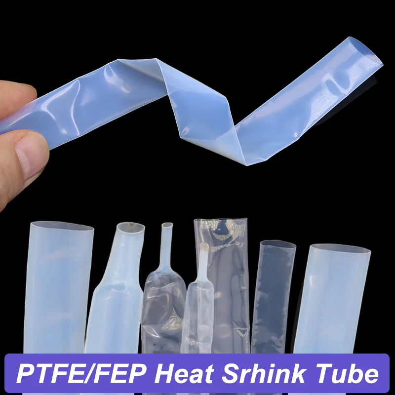 1M PTFE/FEP Transparent Heat Shrink Tube Shrinkage Ratio 1.7:1 / 1.3:1 /4:1 Dia.0.5mm ~ 40mm High Temperature Cable Shrink Film