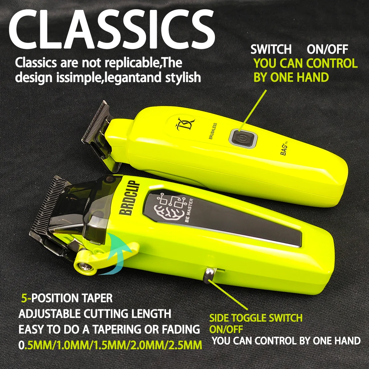 BRDCLIP 106 DK078 Professional Hair Clipper 7500RPM 7200RPM Electric Cordless Trimmer DLC Blade with Charging Base Men's Barber image 5