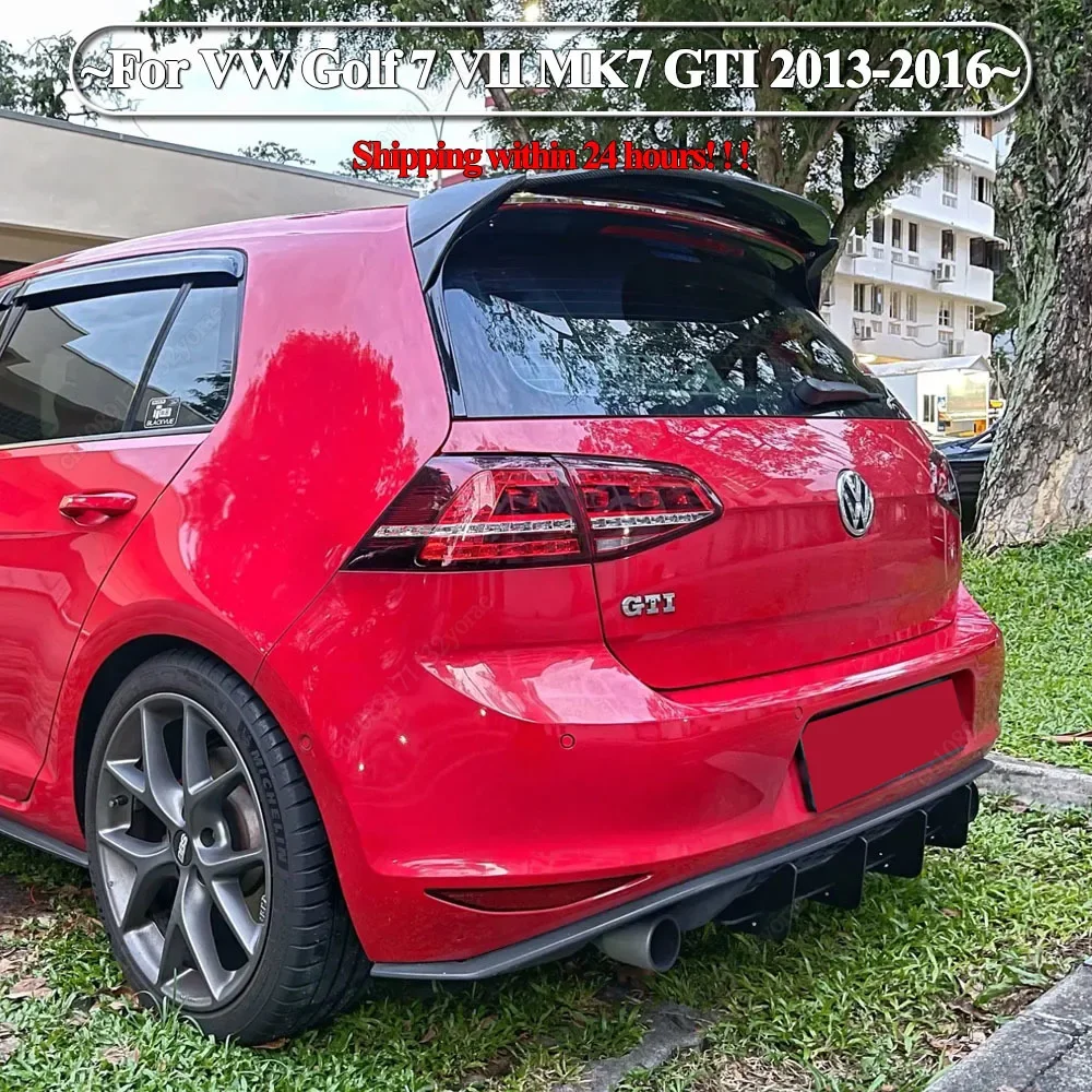 4 Fins For VW Volkswagen Golf 7 VII MK7 GTI 2013-2016 Car Rear Bumper Diffuser Tail Apron Flaps Side Splitters Rear Spoiler Lip