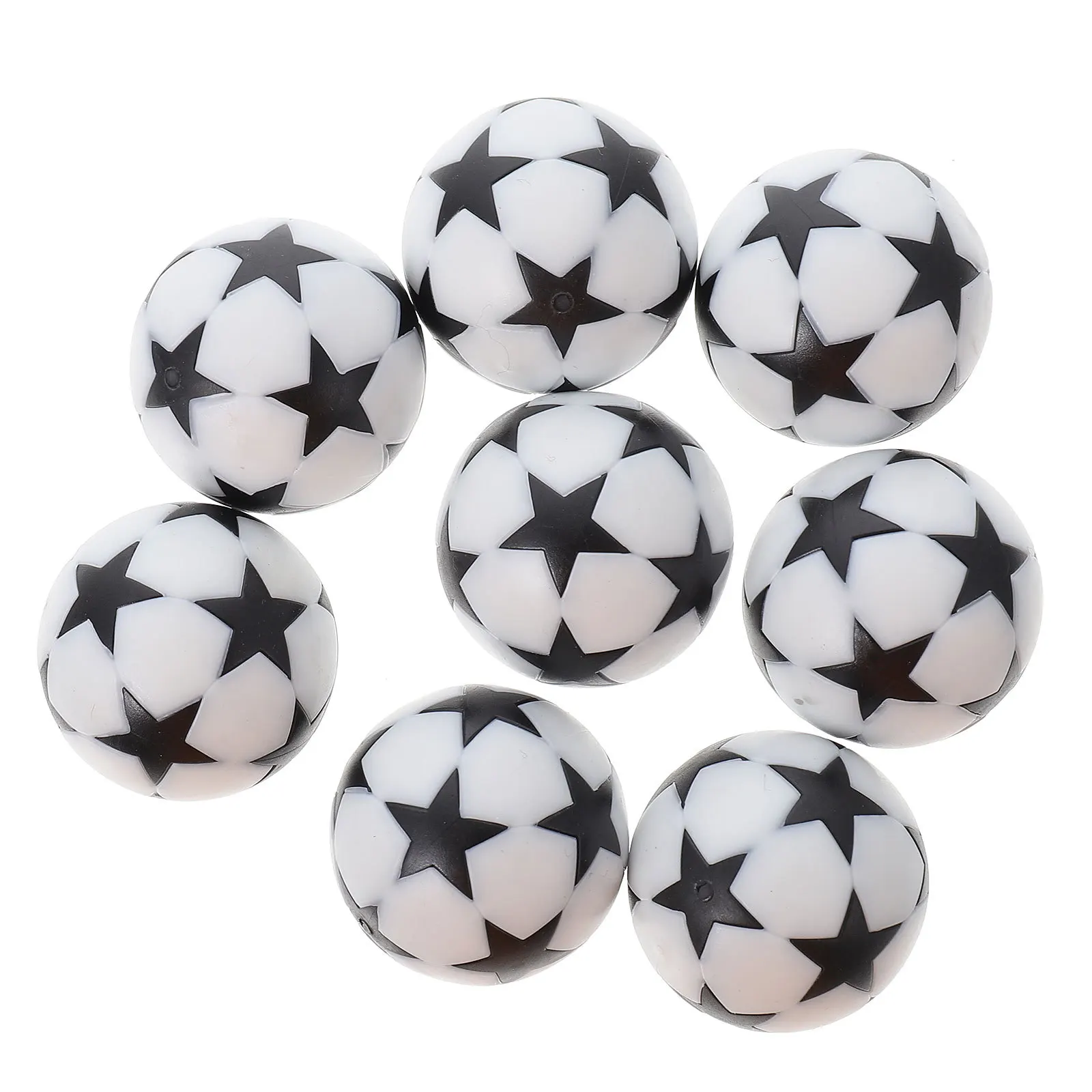 8個の黒と白のテーブルサッカーボールは、安全なプラスチック製で、卓上サッカーゲーム機のアクセサリー用です。