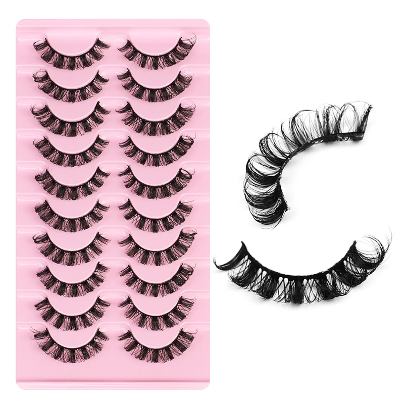 60% discount 10 pairs Multi-layer Russian roll D Curl waterproof crisscross exaggeration Full strip eyelashes with customizable