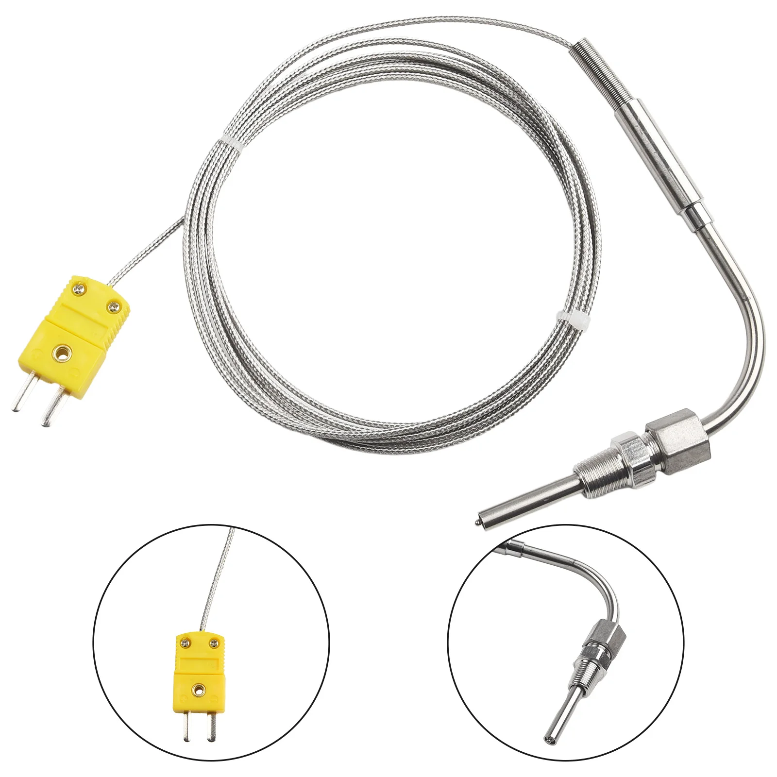 2M K-Type Thermocouple Control Thread Sensor Insulation Male for egt Stainless Steel Thermocouples Adjustable Pressure Lock