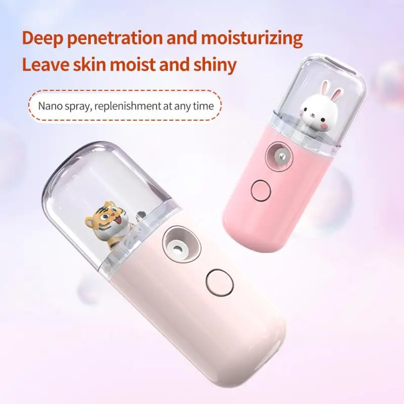 

USB Charging Face Moisturizing Nebulizer Beauty Skin Care Cute Mini Nano Mist Sprayer Hydrating Tool Facial Steamer Humidifier