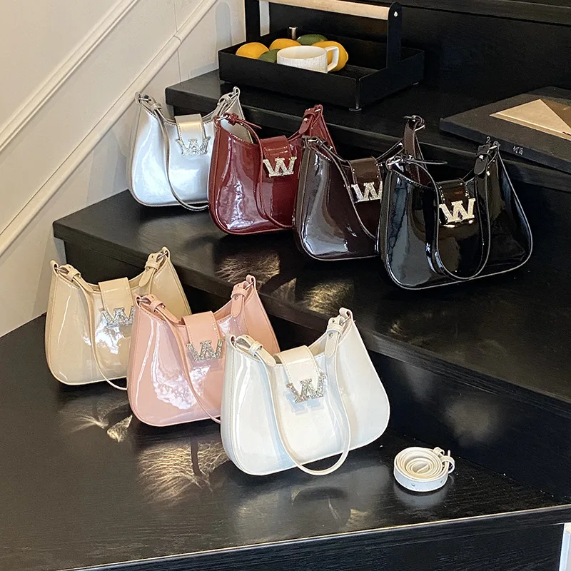 

Designer Inspired Shoulder Bag for Women 2025 Glossy Rhinestone Crossbody Purse Multi-way Carry Fashion Aesthetic Daypack​