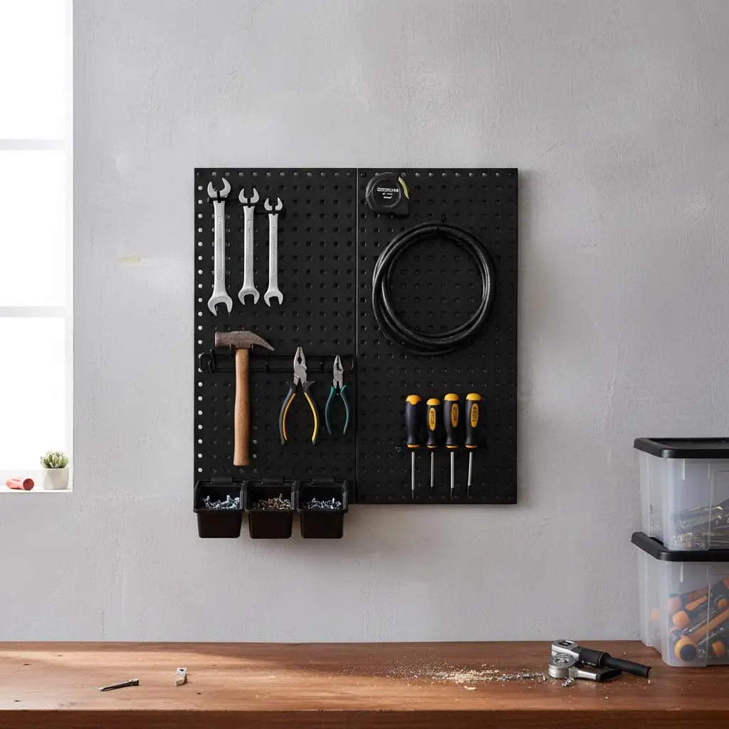 

Стальная перфорированная доска-дисплей 24x12 дюймов для мастерской, студии, кладовой, 2 штуки, настенная система крепления, высокая грузоподъемность, металлическая конструкция