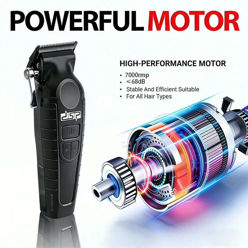 

7000RPM Metal Cordless Hair Clippers LEd Display Hair Cut Electric Shaver For Men Use Rechargeable Barber Clipper 91507 Black