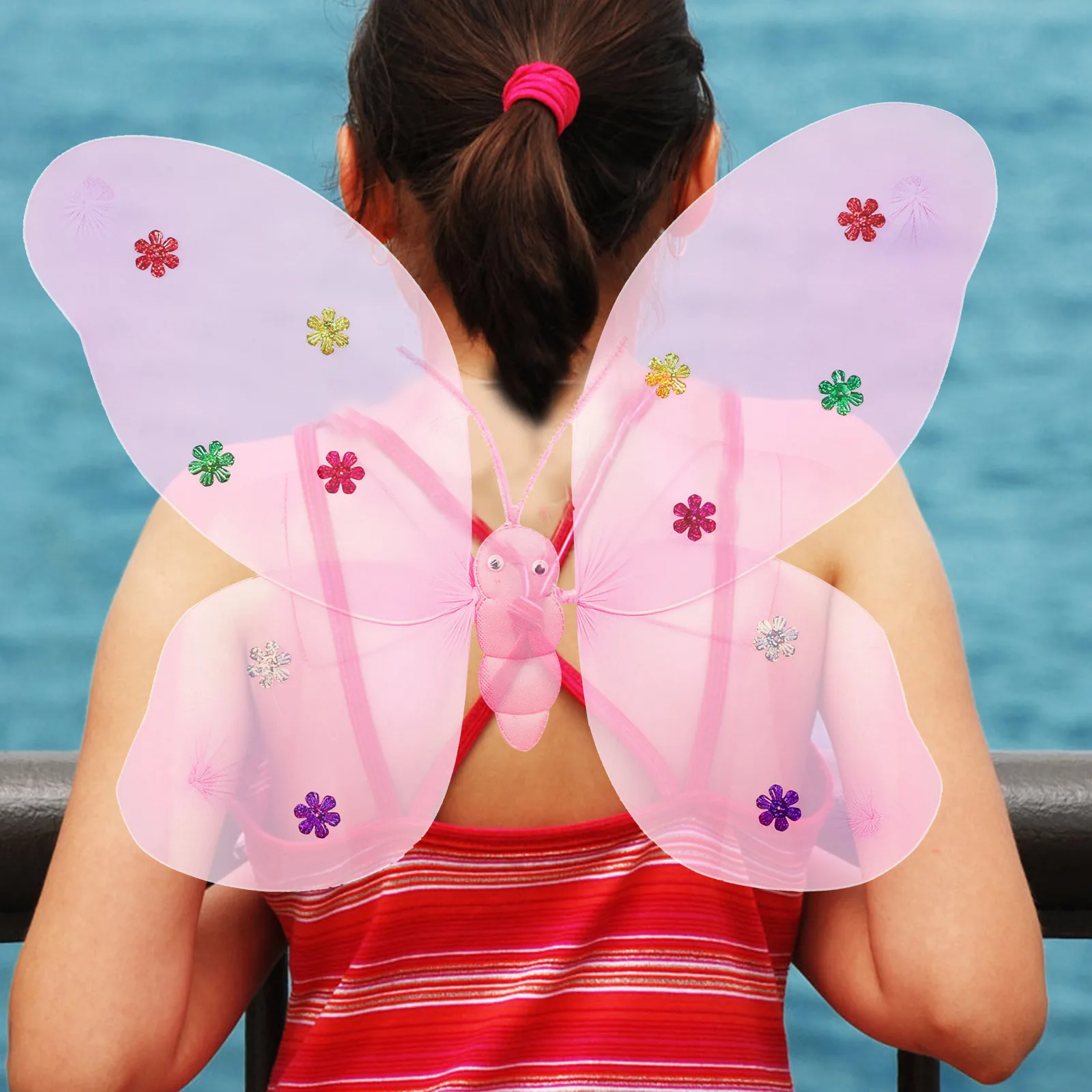 

2pcs /set Gauze Skirt Suit Fairy Wings Kids Costume Girls Outfits Toddler Birthday Party Cosplay Masquerade Accessories