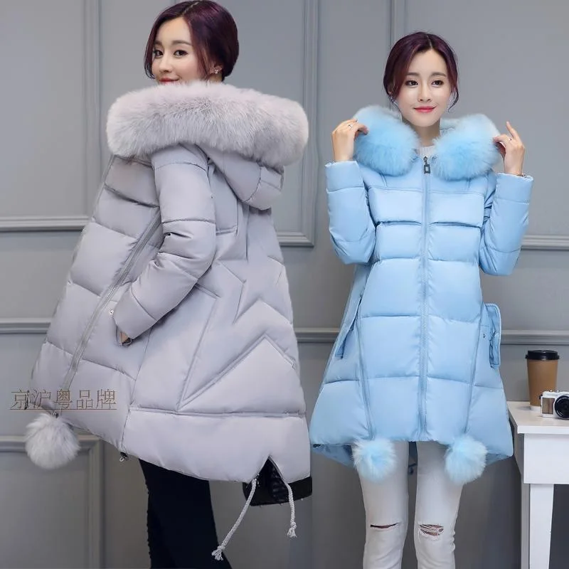 2022 Winter Cotton-Padded Women Korean Version Thickened Mid-Length Hooded A-Line Cloak-Type Padded Jacket