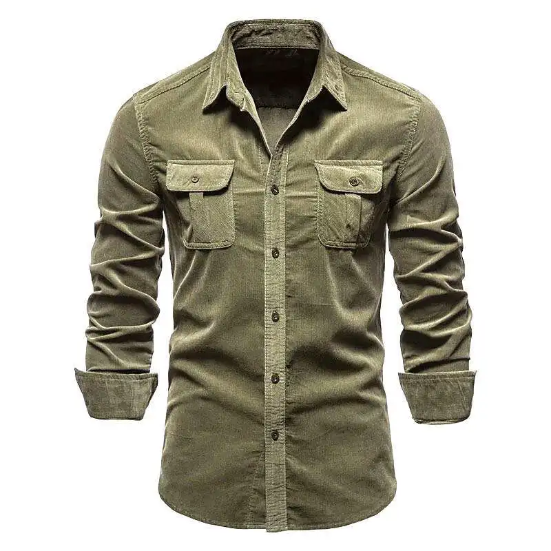 2024 new autumn and winter cotton basic Japanese corduroy men business slim casual shirt men new long-sleeved jacket