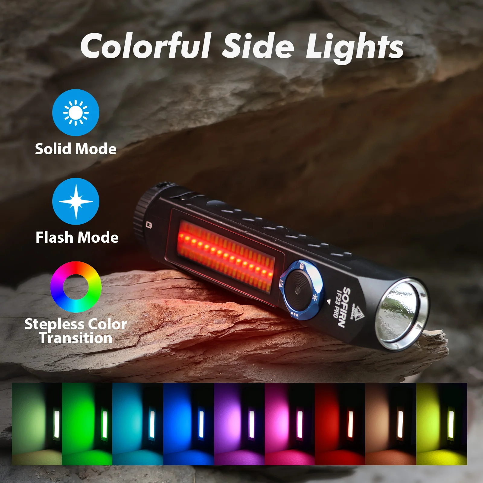 SOFIRN IF23 PRO 5000lm Flashlight XHP70B Led Rechargeable USB C Super Bright EDC Torch with RGB Magnet for Outdoor Emergency