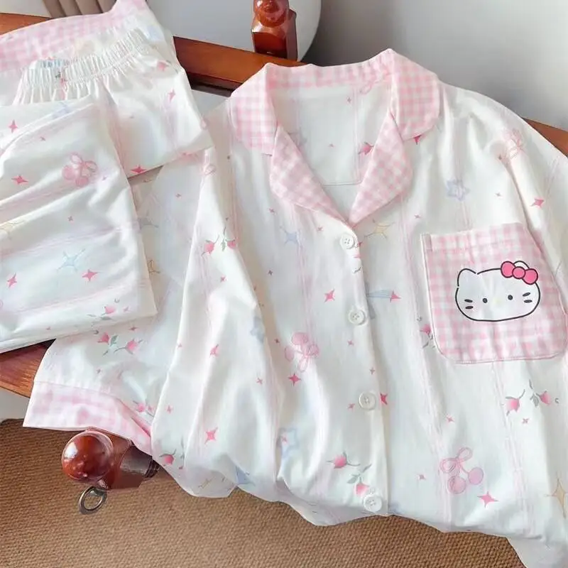 

Комплект женской пижамы в стиле аниме и корейских мультфильмов: летний, милый, для студенток, с коротким рукавом и шортами, удобная домашняя одежда для молодежи