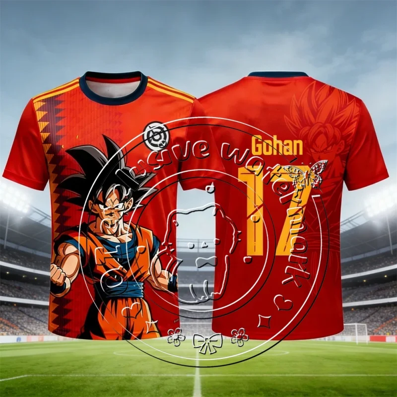 Summer Dragon Ball Gohan No.17 Retro Manga 3D Print Quick Dry Breathable Unisex Football Basketball Sports Short Sleeve Tee