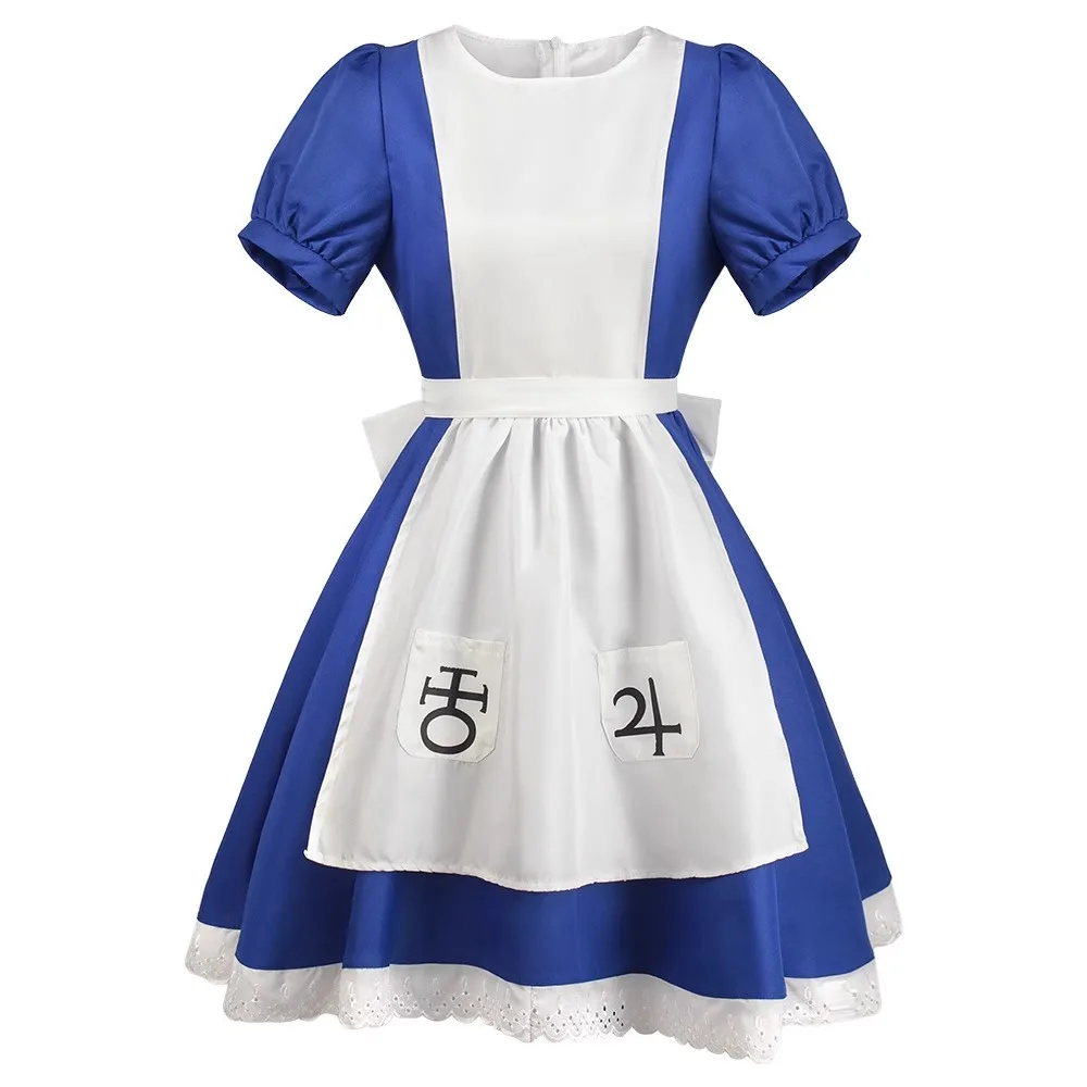 white christmas dresses Madness Returns Alice Cosplay Costume Dress with Apron and Wig for Women main image 1