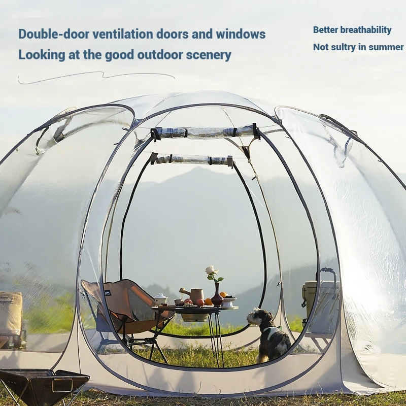 Large Family Camping Tent, Outdoor Camping, Travel, Waterproof, Portable, Pop-up, Lightweight, Transparent Dome, 2-10 People