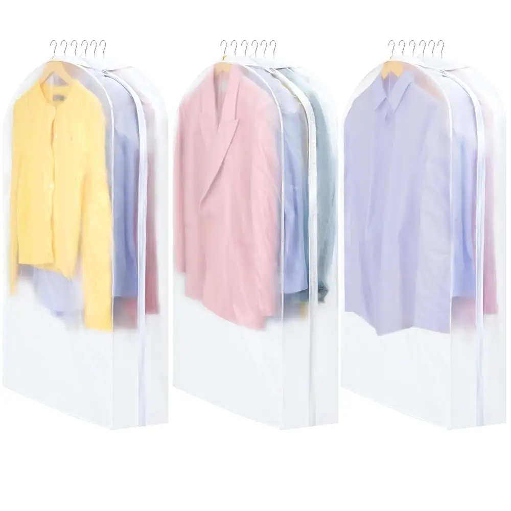 

10"" Gusseted Garment Bags For Hanging Clothes - 3 Packs Translucent Suit Bag For Closet Wardrobe Storage Travel - 43 H