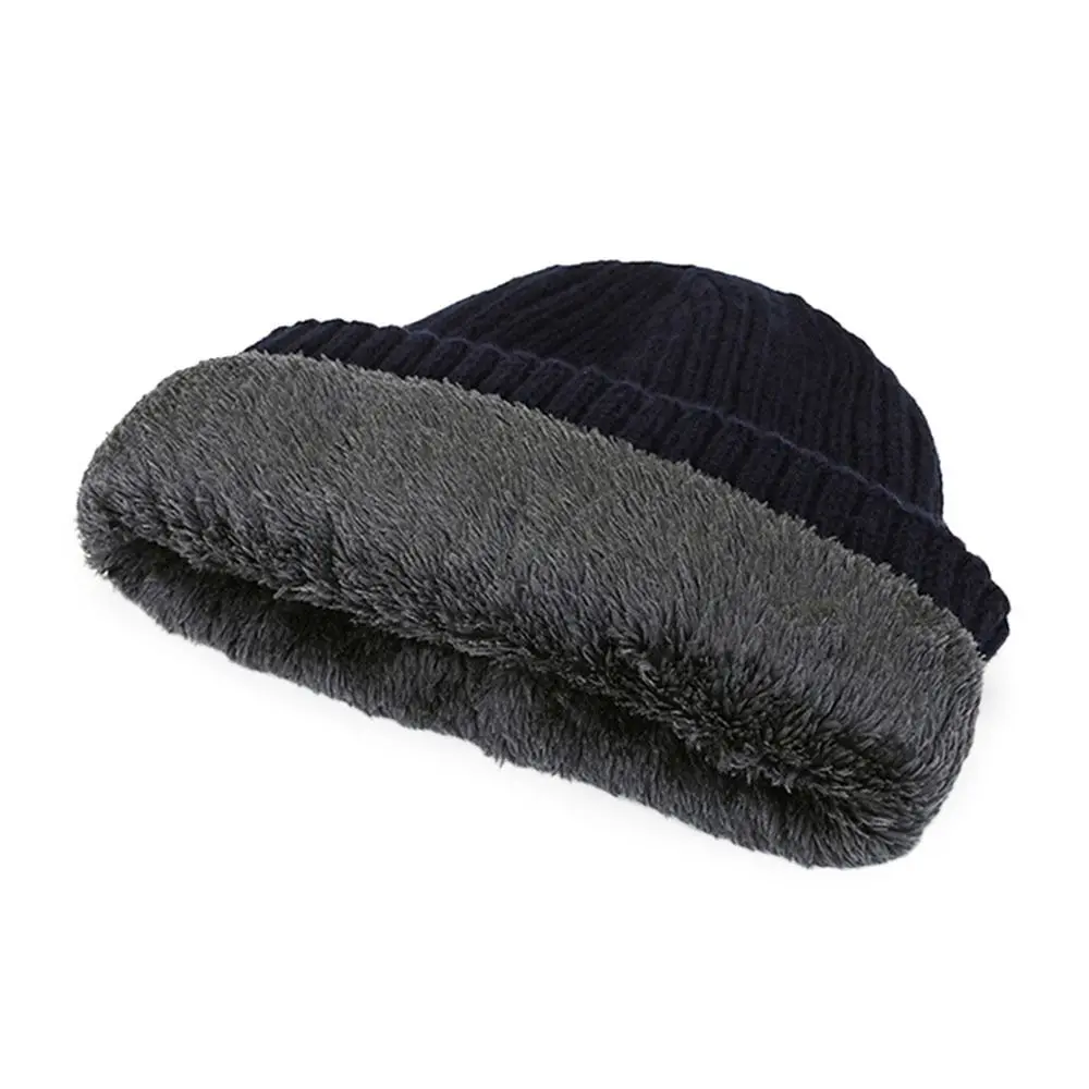 Зимняя мягкая вязаная шапка на флисовой подкладке, теплая шапка-бини, толстая ветрозащитная шапка-наушники, уличная шапка